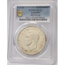 AUSTRALIA 1938 . CROWN . PCGS AU53